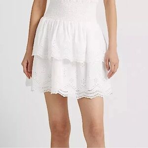 NWT Lauren Ralph Lauren Women's Eyelet Embroidered Cotton Miniskirt White SZ 14
